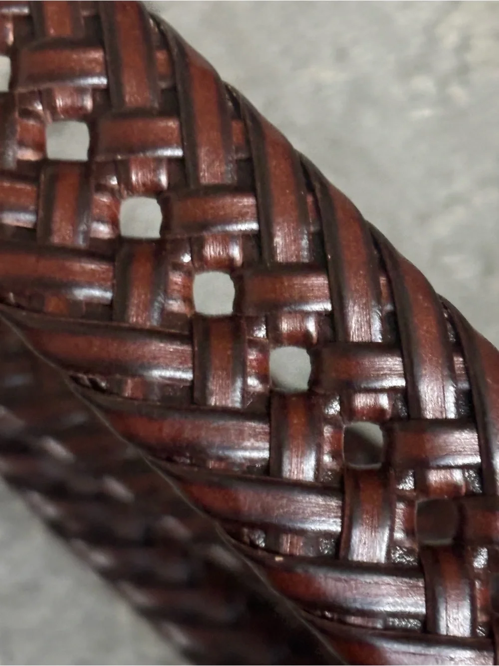Dockers Braided Leather Belt - Chestnut Brown with Brass Buckle